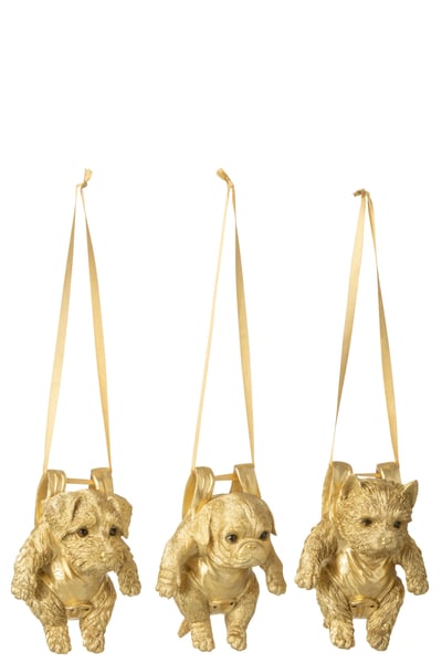 Chien résine doré assortiment de 3