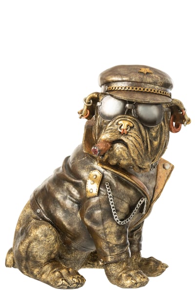 Bulldog b cigarette polyresine marron antique