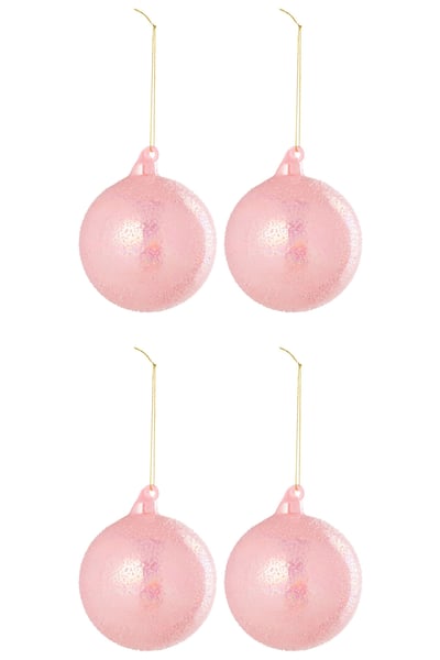 Boite de 4 boule de noël verre rose clair