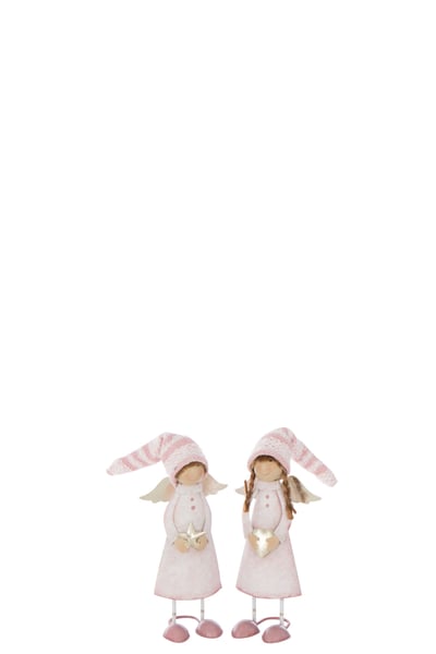 Ange cœur + etoile métal rose clair/doré small assortiment de 2