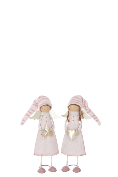 Ange cœur + etoile métal rose clair/doré medium assortiment de 2