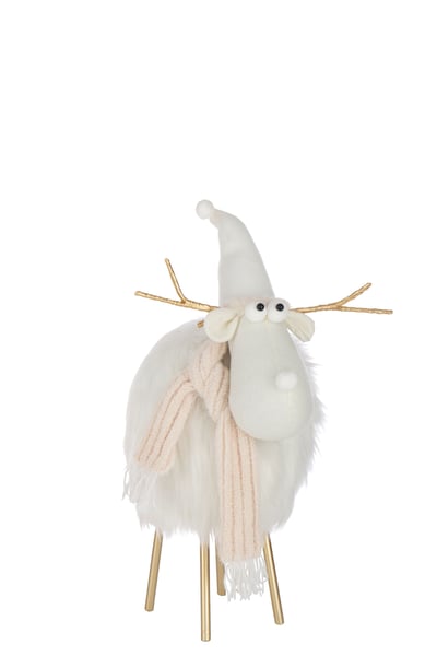 Renne chapeau + foulard polyester blanc/beige large