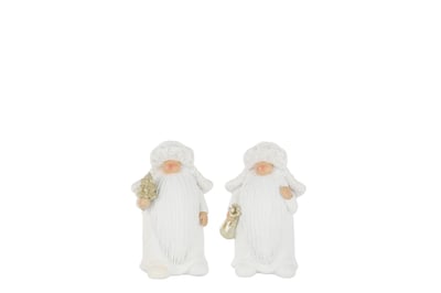 Père noël arbre + sac polyrésine blanc/doré small assortiment de 2