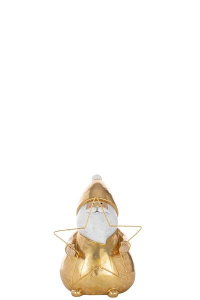 Père noël led etoile polyrésine doré small