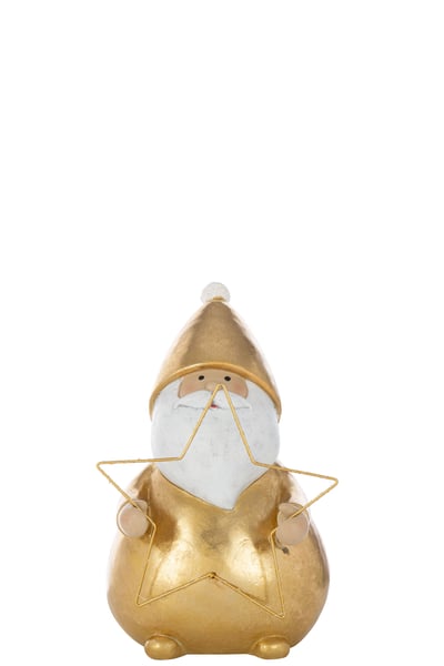 Père noël led etoile polyrésine doré large