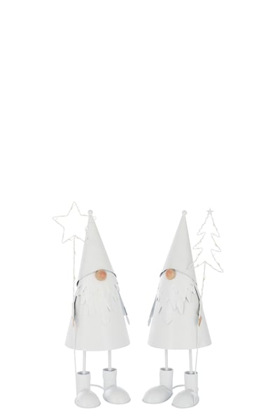 Père noël led etoile + arbre métal blanc small assortiment de 2