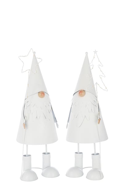 Père noël led etoile + arbre métal blanc large assortiment de 2