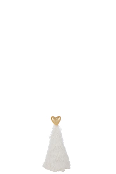 Sapin de noël coeur doré polyester blanc/doré extra small