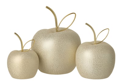 Set de 3 pomme electroplaque porcelaine doré