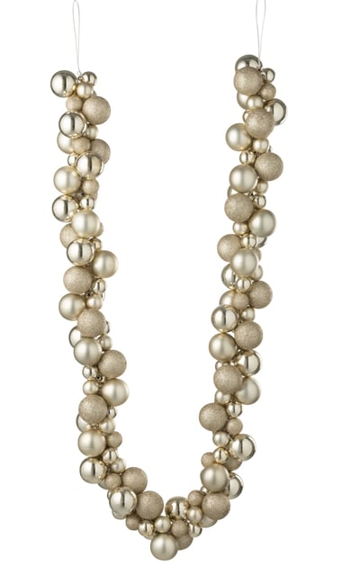 Guirlande boules de noël plastique beige clair