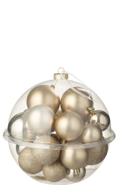 Boite de 24 boule de noël plastique champagne