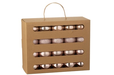 Boite de 40 boule de noël plastique rose clair