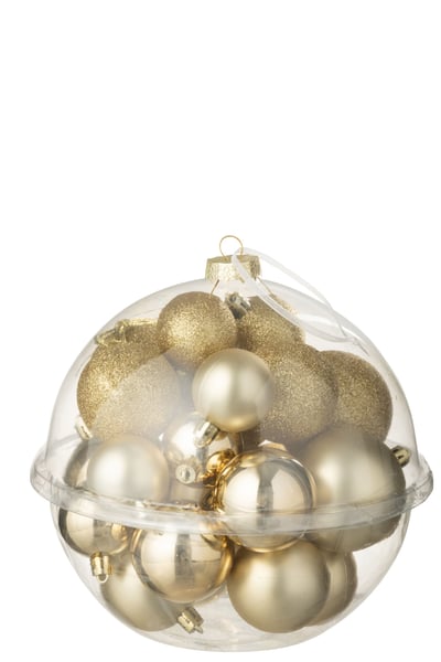 Boite de 24 boule de noël plastique doré