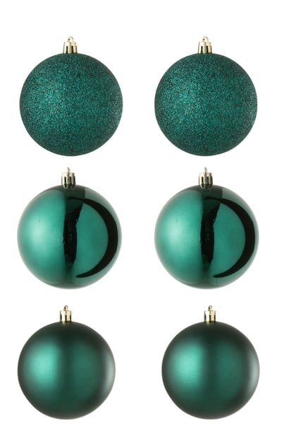 Boite de 6 boule de noël plastique vert foncé