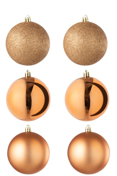 Boite de 6 boule de noël plastique orange