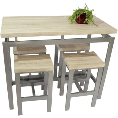 Ensemble de bar Marcel 120x60 avec 4 tabourets - beige Ensemble de bar Marcel 120x60 avec 4 tabourets - beige
