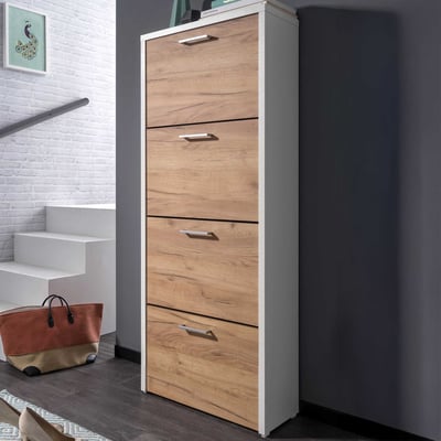 Armoire à chaussures Fulda 4 tiroirs - blanc/chêne