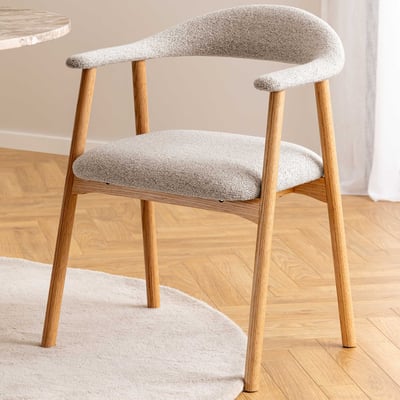 Chaise de salle à manger Addi - bois chêne, tissu - beige