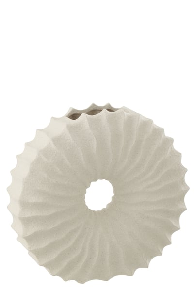 Vase finition sablée rond grès blanc large