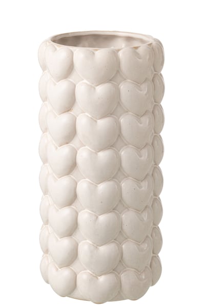 Vase coeurs grès écru extra large