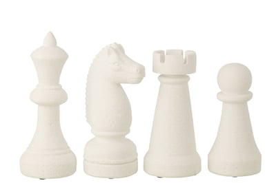 Pièce d'échecs polyrésine blanc large assortiment de 4