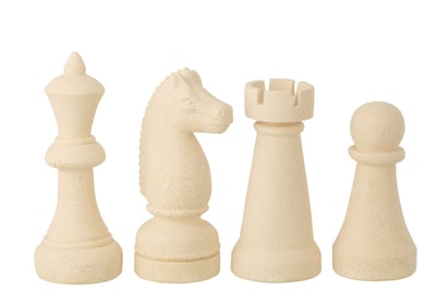 Pièce d'échecs polyrésine beige large assortiment de 4