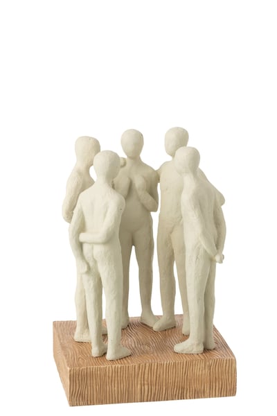 Figurine groupe de personnes debout résine blanc cassé/naturel