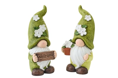 Lutin bienvenue + cachepot magnésium vert/blanc large assortiment de 2