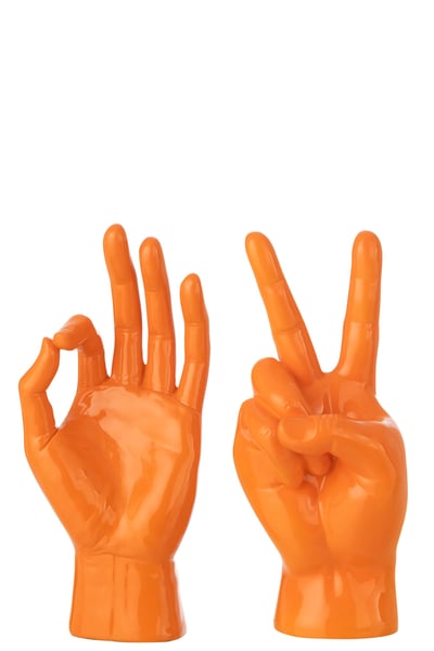 Figurine langage des signes polyrésine orange foncé assortiment de 2