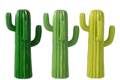 Cactus décoratif polyrésine vert large assortiment de 3