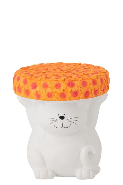 Table d'appoint chat magnésium blanc/orange