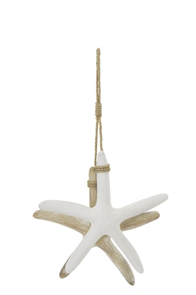 Suspension etoile de mer mdf/corde blanc/naturel