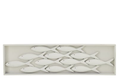 Objet mural poisson mdf blanc