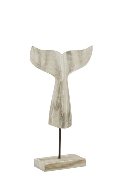 Baleine queue blanchie bois de paulownia naturel large