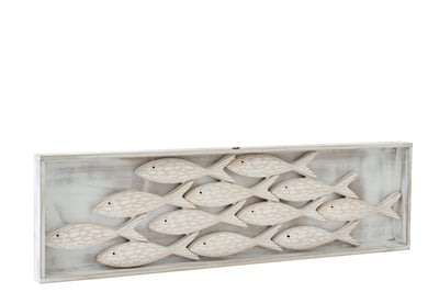 Objet mural poisson blanchi mdf naturel