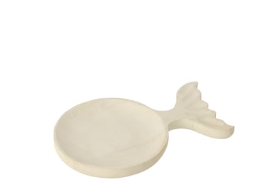 Plateau décoratif queue de poisson bois de paulownia blanc small