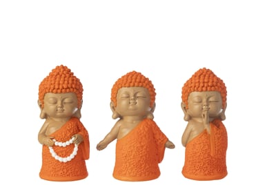 Moine chaîne polyrésine orange assortiment de 3