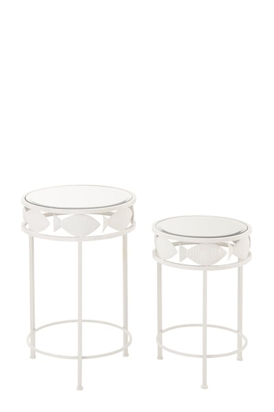 Set de 2 table d'appoint poisson fer blanc