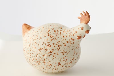 Poulet céramique blanc/marron large