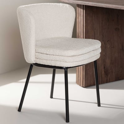 Chaise de salle à manger Agnes - Boucle blanche - 57x77x47 cm