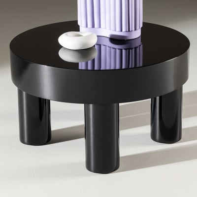 Table Basse Varberg - MDF Brillant - Rond Ø60x35cm - Noir
