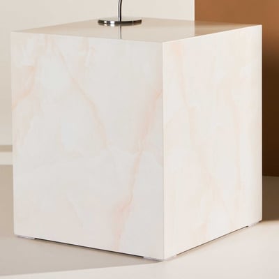 Table basse York - Jaune clair MDF marbré - 40x40x45 cm