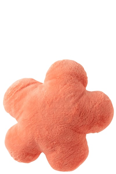 Coussin fleur polyester pêche