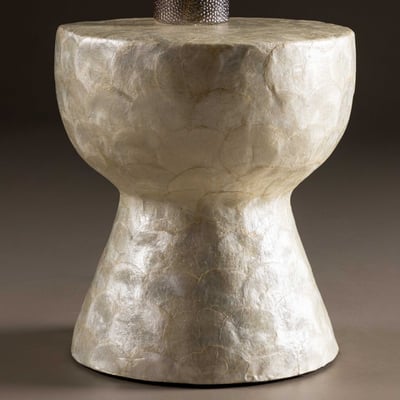 Table basse Sandön - Nez de Capiz naturel - Ø 40 cm