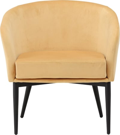Fauteuil Fluffy Venture Design en velours jaune et pieds noirs - 64x66x70 cm