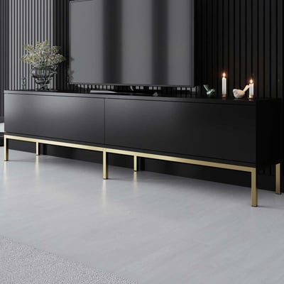 Lord Meuble TV | 100 % MÉLAMINE | Noir, Or