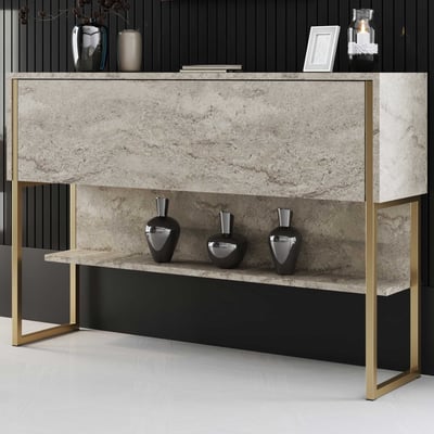 Luxe Commode | 100 % MÉLAMINE | Travertin Or