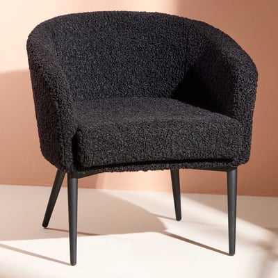 Fauteuil Fluffy - Tissu peluche noir - 64x66x70 cm
