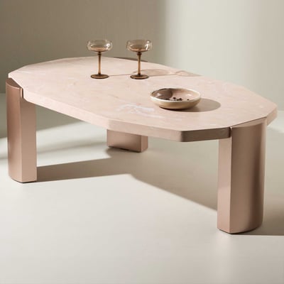 Table basse Kres 125 x 70,5 cm en MDF rose et doré Venture Design