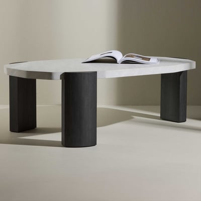 Table basse Kres - MDF Beige et pieds noirs - 125x71x40 cm